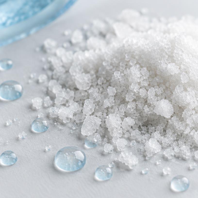 Close-up of fine white exfoliating crystals